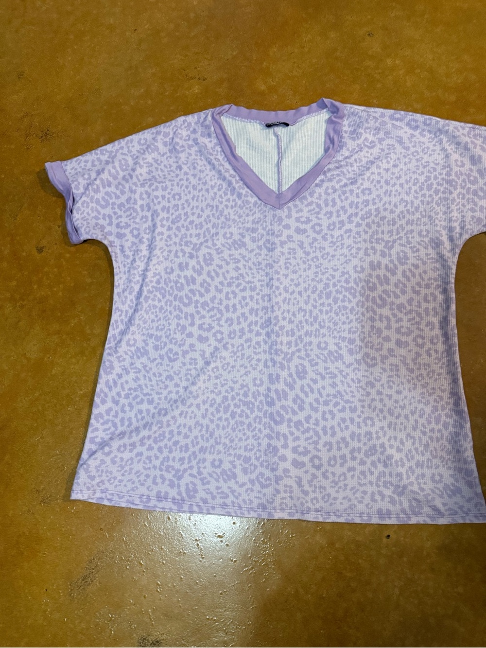 HEIMISH USA Lavender Leopard V-Neck Short Sleeve Top